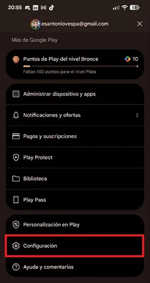 Ajustes de Android