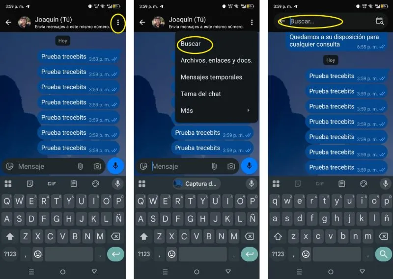 Cómo filtrar o buscar mensajes en WhatsApp desde un chat individual o grupal