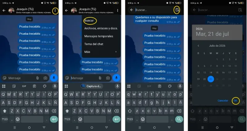 Cómo filtrar o buscar mensajes en WhatsApp por fecha