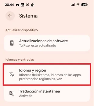 Cambiar región