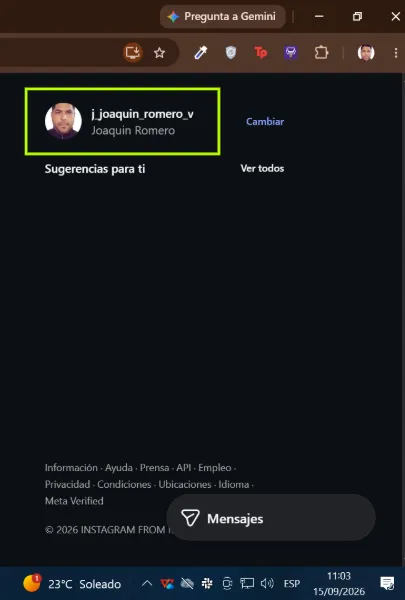 Ir a perfil de instagram web