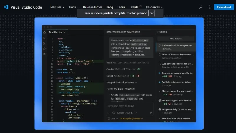 Visual Studio code herramienta web